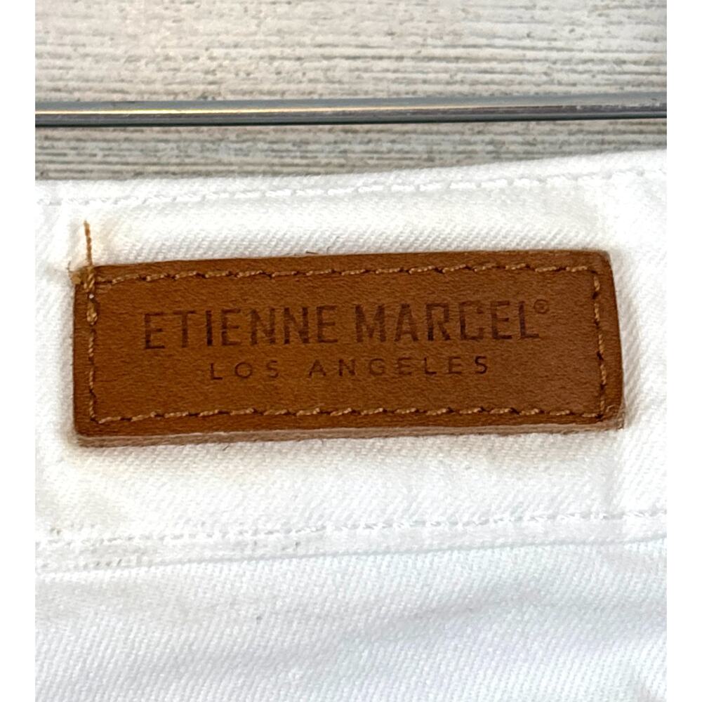 Etienne Marcel Womens 8 White Skinny Jeans Red Zipper Stretch Designer Pants - Picture 6 of 9